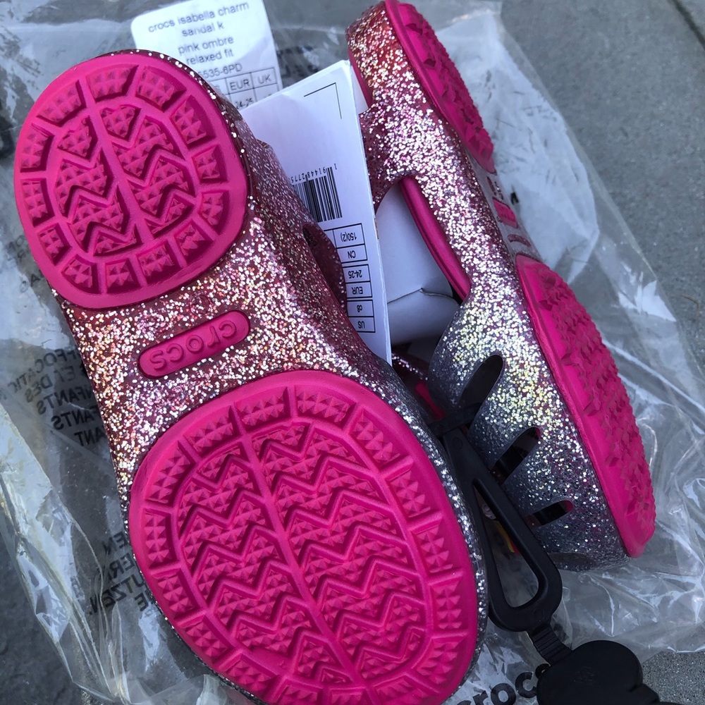 New Crocs Unicorn Charm Glitter Sandals Girls Kids - Picture 5 of 16